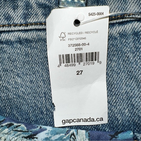 GAP Denim Patchwork Distressed Medium Wash Mini Skirt NWT Sz 27 - Picture 5 of 13